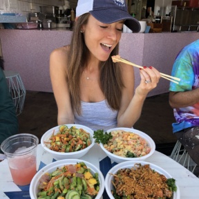 Jackie eating at Sweetfin