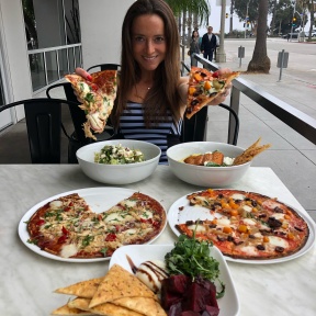 Jackie eating at 800 Degrees Pizza