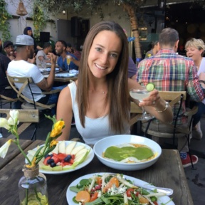 Jackie eating brunch at Madera Kitchen