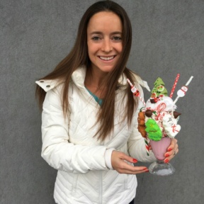 Jackie and her milkshake at Elm Street Diner