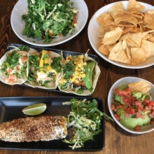 Gluten-free Mexican lunch spread from Mexicue