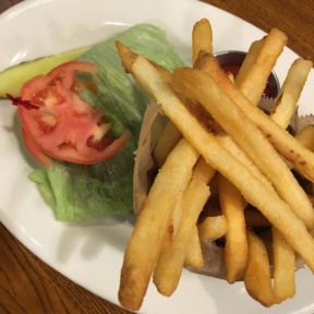 Burger and fries from Heartland Brewery