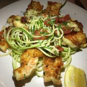 Gluten free zoodles with shrimp from RossoPomodoro