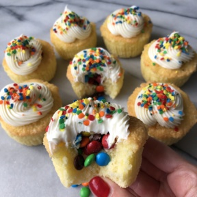 The inside of the Pinata Cupcakes