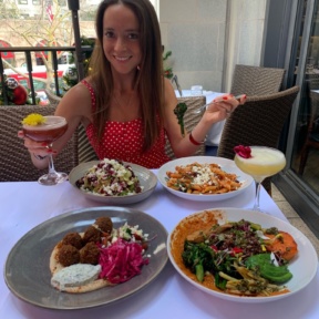 Jackie eating at 208 Rodeo in Beverly Hills