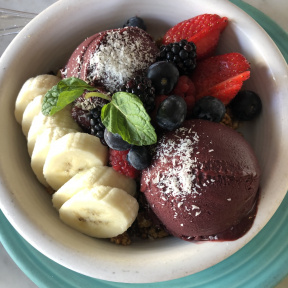 Gluten-free acai bowl from Cafe Gratitude