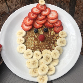 Gluten-free Santa Pancake made with fruit