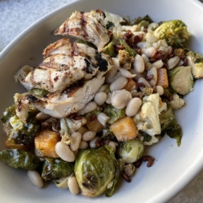 Gluten-free fall seasonal ingredient salad with chicken from True Food Kitchen