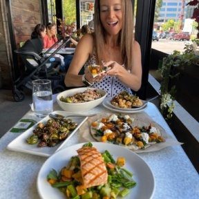 Jackie eating lunch at True Food Kitchen