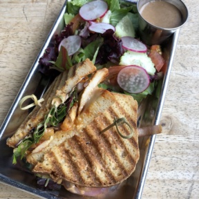 Gluten-free blackened chicken sandwich from Fratelli Cafe