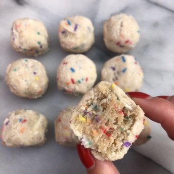 Inside of a gluten-free birthday truffle from Milk Bar