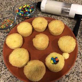 Making gluten-free Pinata Cupcakes