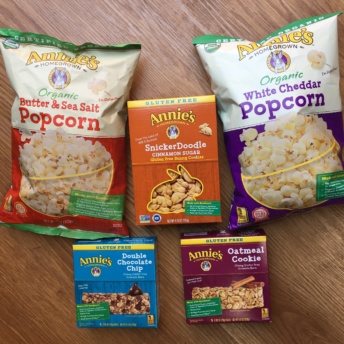 Gluten-free popcorn, cookies, and bars from Annie's