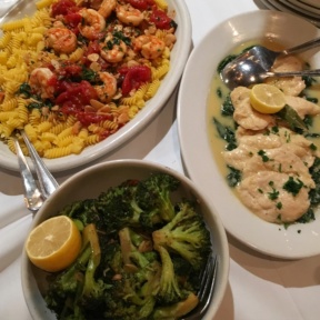 Gluten-free dinner spread from Carmine's