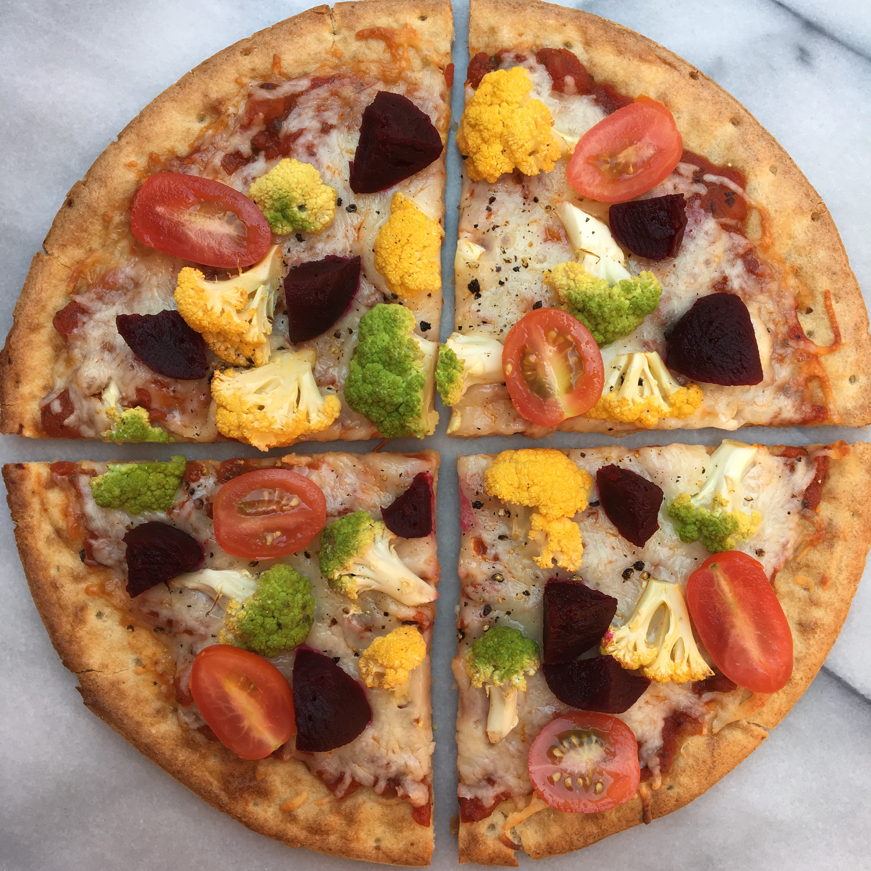 Cauliflower Cheese Pizza with Colored Cauliflower Gluten Free Follow Me