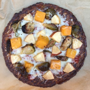 Cauliflower Pizza with Brussels Sprouts, Squash, & Apples