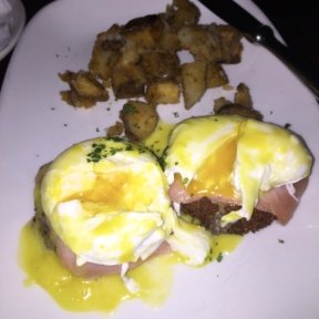 Gluten-free smoked salmon eggs Benedict from Cuba