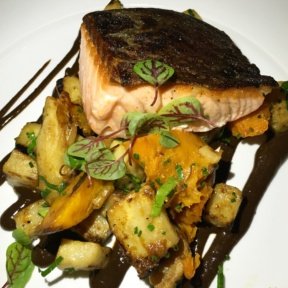 Gluten-free salmon entree from Davios