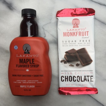 Monkfruit maple syrup and chocolate by Lakanto