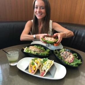 Jackie eating dinner at OC Brewhouse