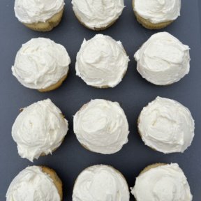 Gluten-free vanilla cupcakes with buttercream frosting