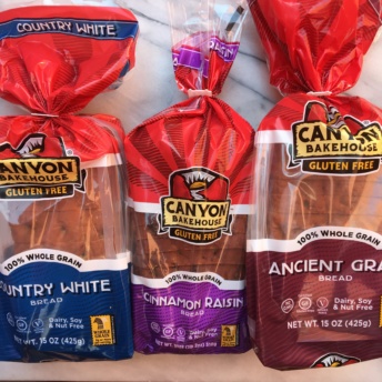 Three types of gluten-free breads from Canyon Bakehouse