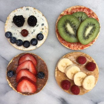 Real Food Corn Thins topped with fruits