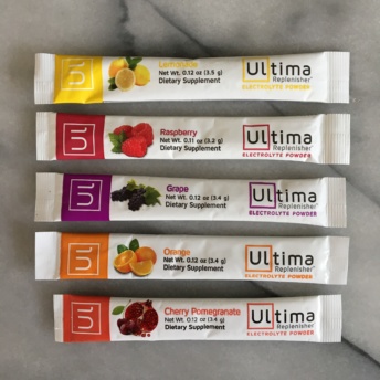 5 flavors of gluten-free Ultima electrolyte powder