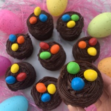 Gluten-free Egg Nest Cupcakes with peanut M&M's