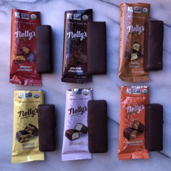 Six gluten-free chocolate bars by Nelly's Organics