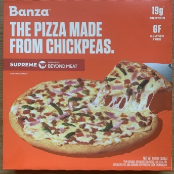 Gluten-free supreme pizza with Beyond Meat by Banza