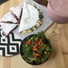 Gluten-free oca crepe with salad from Oca