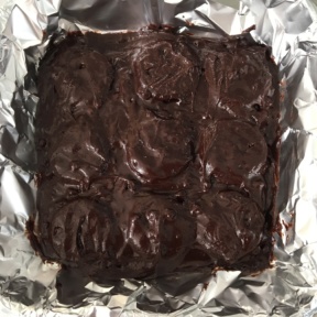 Gluten-free "Oreo" stuffed brownies out of the oven