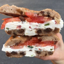 Paleo Bagel with Vegetable Cream Cheese & Tomatoes