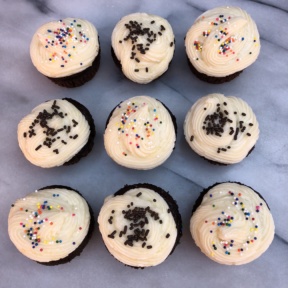 Chocolate Cupcakes with Buttercream Frosting and Rainbow Sprinkles