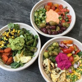 Gluten-free bowls of veggies and rice from Sandwicherie