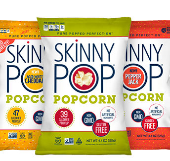Gluten free and non-GMO popcorn by SkinnyPop