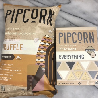Gluten-free truffle popcorn and everything crackers by Pipsnacks