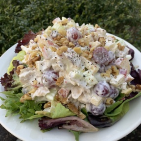 Chicken Waldorf Salad on a bed of greens