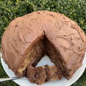 Delicious Marble Cake with chocolate buttercream frosting