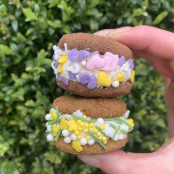 Stack of gluten-free cookie sandwiches from Simple Mills