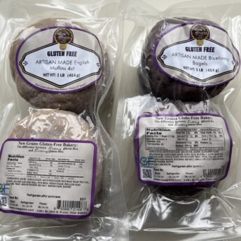 Gluten-free English muffins and blueberry bagels from New Grains Gluten Free