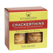 Gluten-free crackers by Valley Produce Crackerthins