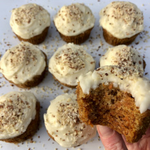 Gluten-free Carrot Cupcakes with cream cheese frosting