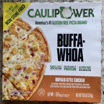 Gluten-free buffalo-style chicken pizza from CAULIPOWER