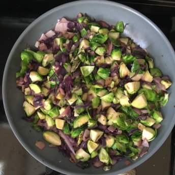 Brussels sprouts and red onions