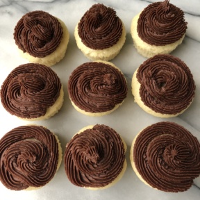 Yellow Cupcakes with Chocolate Frosting
