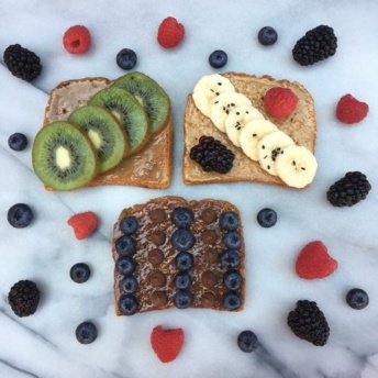 3 toasts with fruit and nut butter