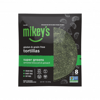 Gluten-free super greens tortillas by Mikey's