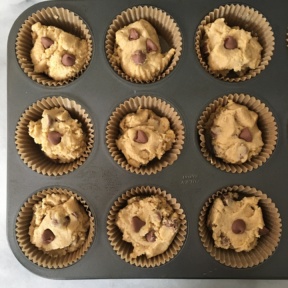 Gluten-free cookie dough in a muffin tin